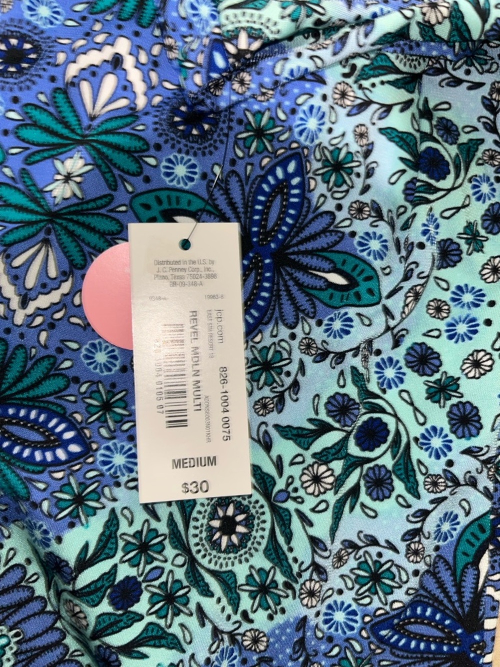 East 5th Blue and Teal Floral Print Blouse